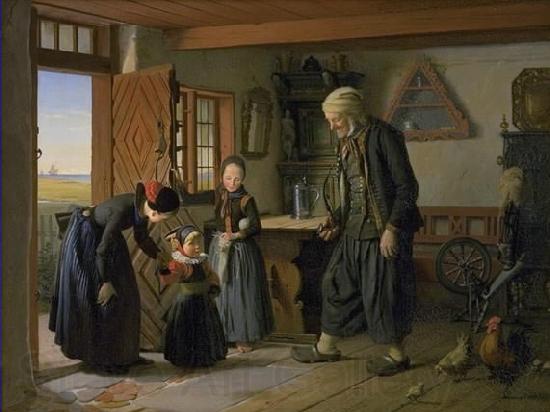 Julius Exner Visiting grandfather Norge oil painting art